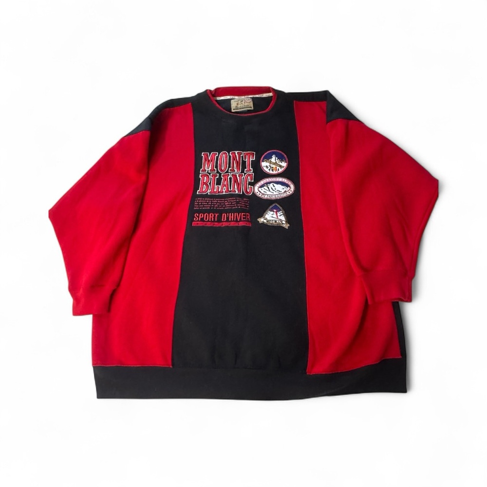 Vintage MONTBLANC Red and Black Men's Crewneck Sweater